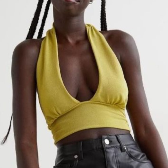 H&M Velour Halter Neck Crop Top - Picture 2 of 2
